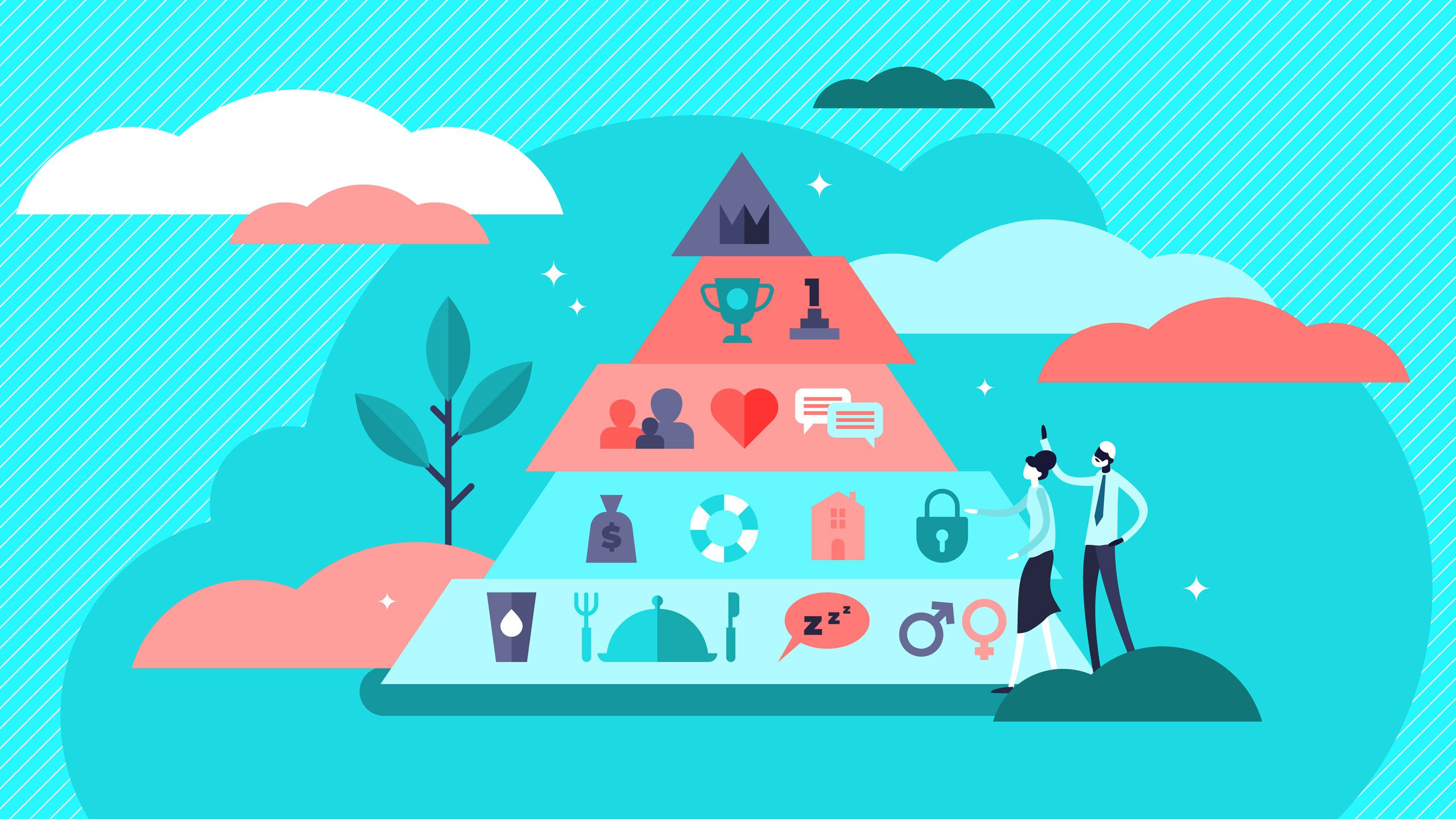 Maslow's hierarchy stock illustration including basic needs