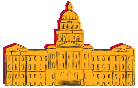 Colorado State Capitol Sketch in Yellow and Red